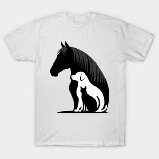 Cute Horse Dog Cat Lover Women Mother's Day T-Shirt